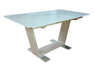 Super White Extendable Dining Table Painted Heavy Duty Steel Leg Home Decors